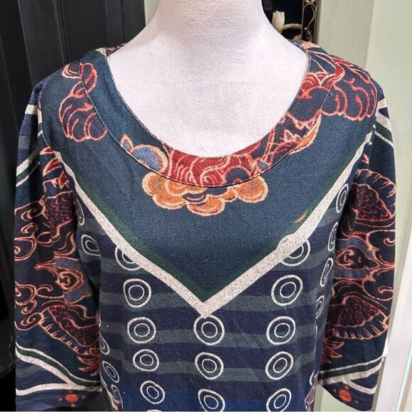 LULU H Paris Boho Floral pattern Sweater Dress Size Large - Picture 3 of 13